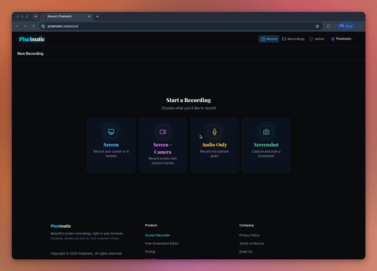 searchferret recording options, right in the browser.